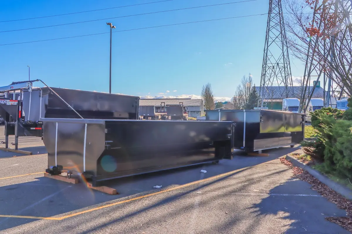 Roll-off dumpster ready for waste disposal at job site for Construction Dumpster Rental in Savannah